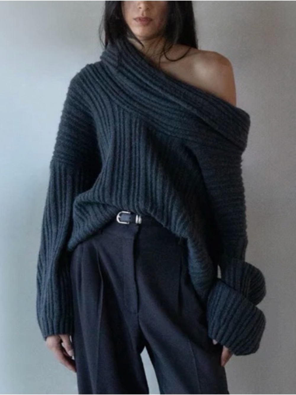 Oversized Off-Shoulder Knit Sweater